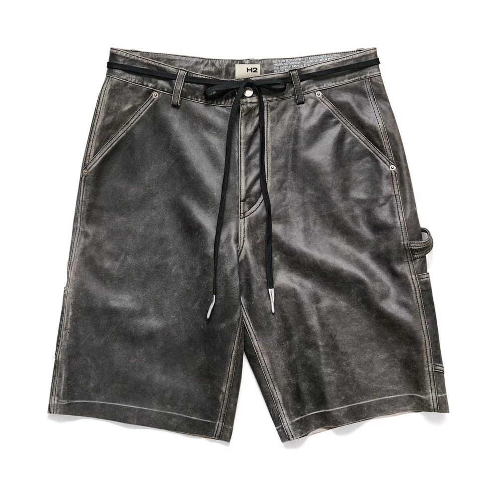 Heron Preston Black Leather Men Shorts